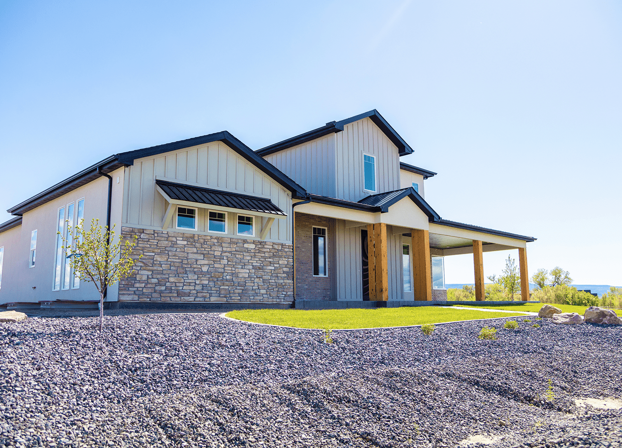 Stylish suburban residence with landscape