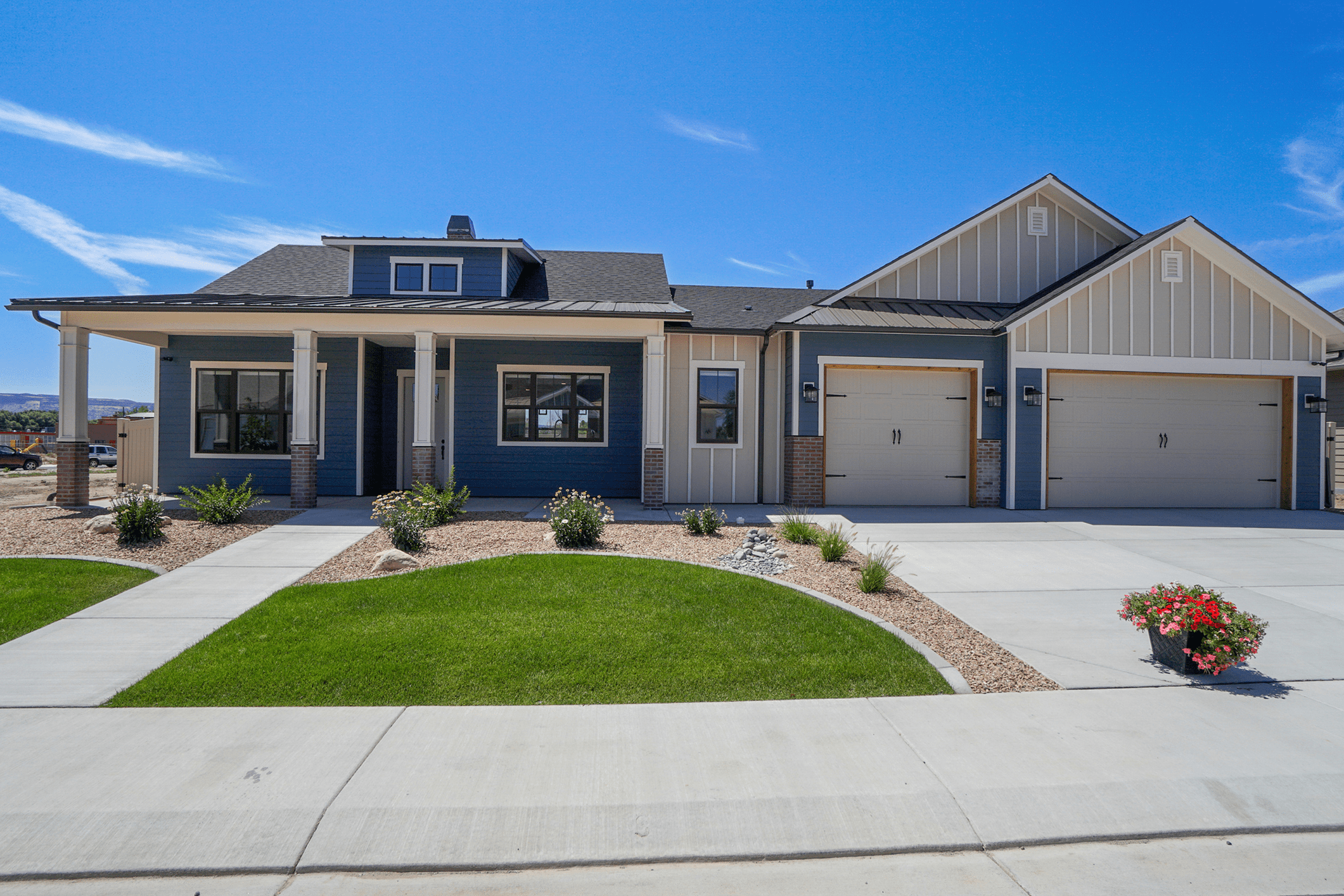 Single-story house under clear blue sky