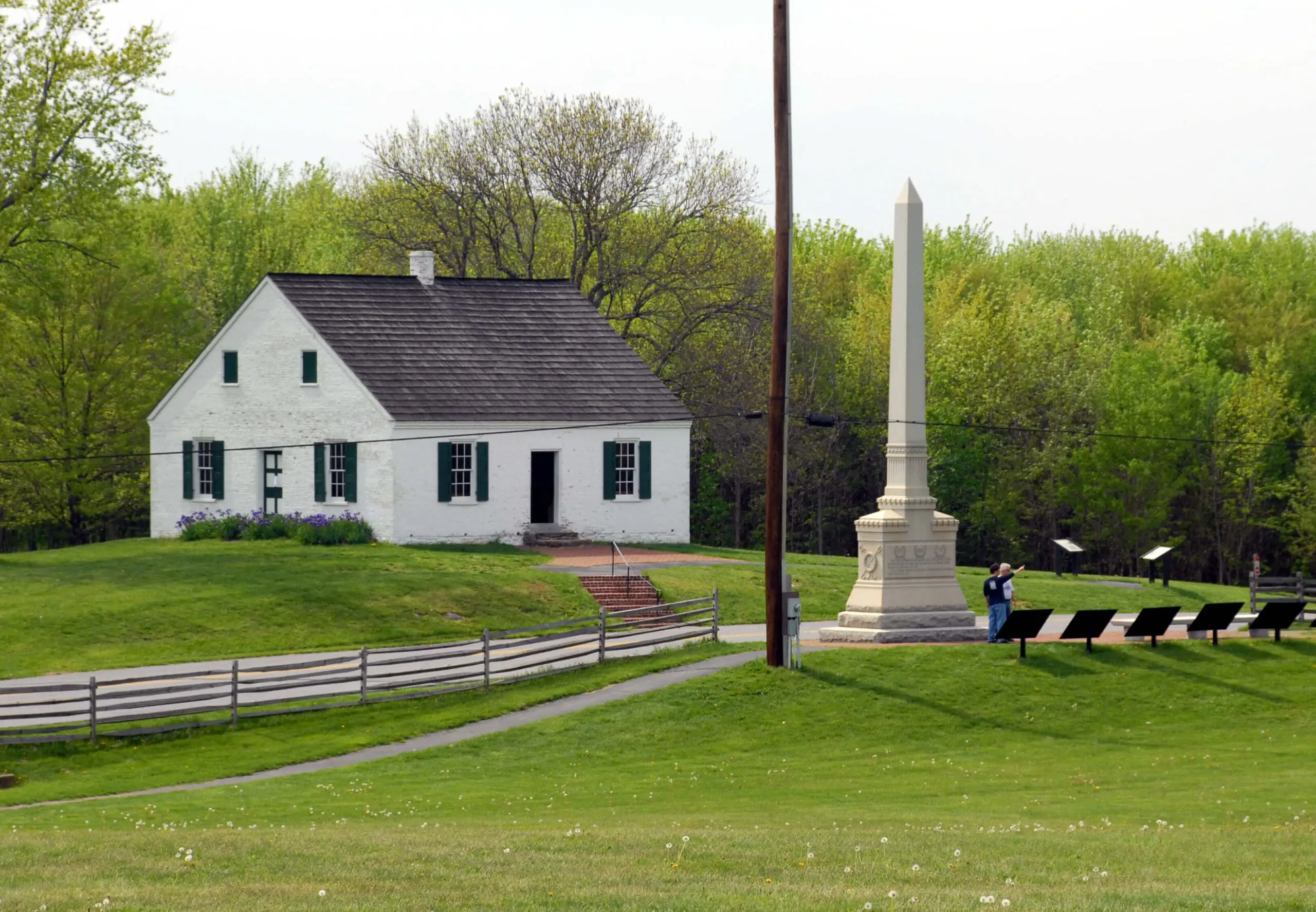 Small house near monument and landscape