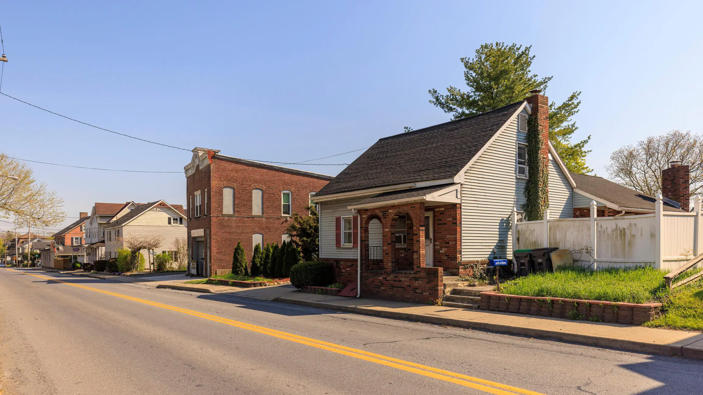 Quiet neighborhood street on a sunny day