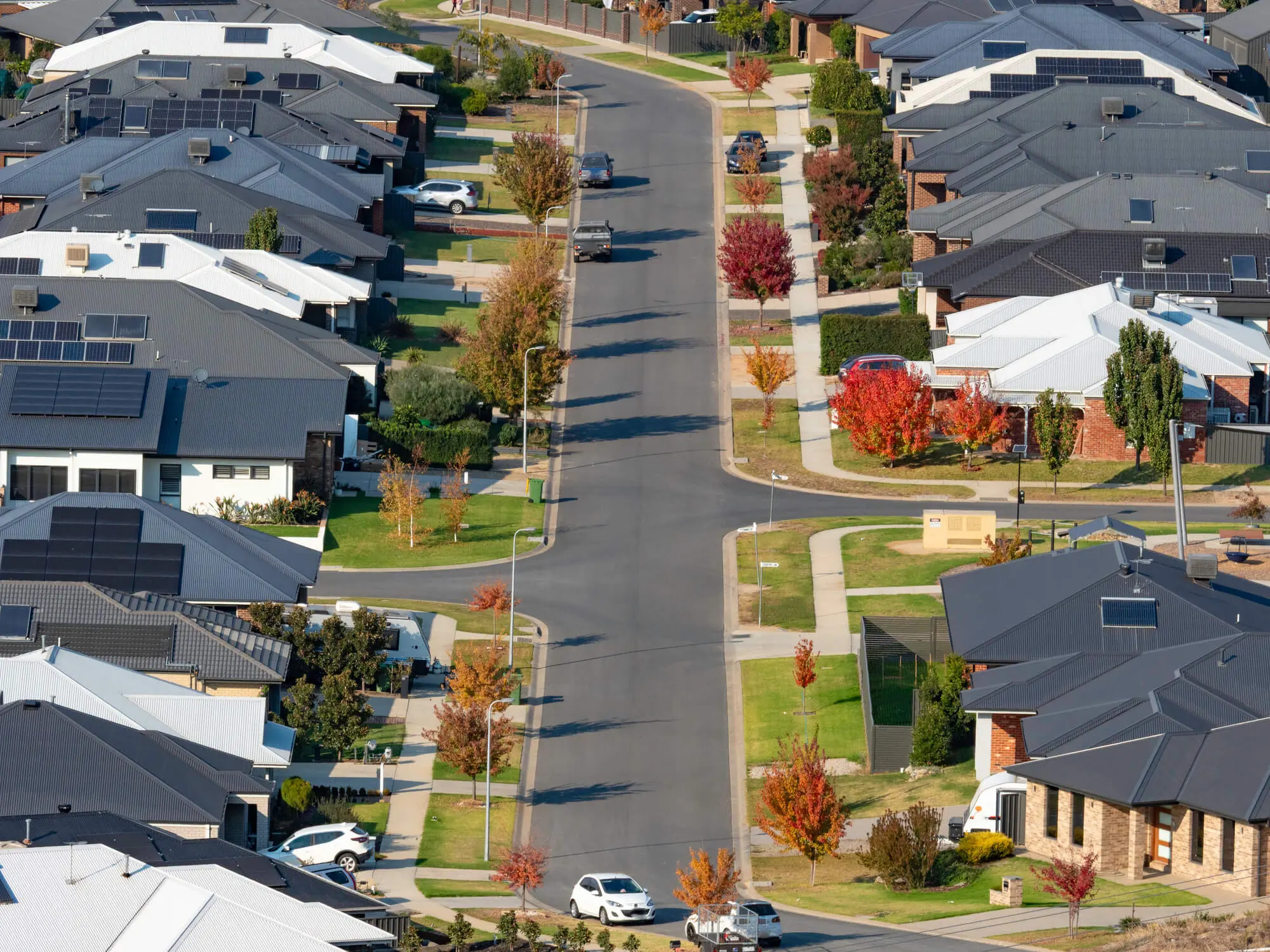 Aerial view of residential neighborhood